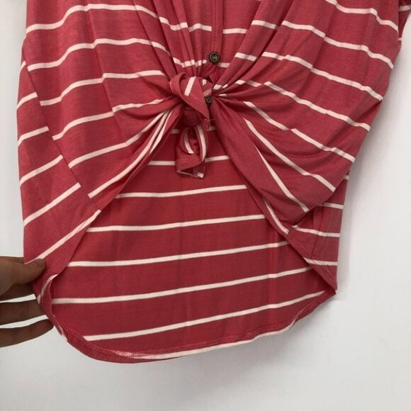 NWT White Birch (Solver Icing) coral white striped knot front drape  t-shirt M - Picture 10 of 12